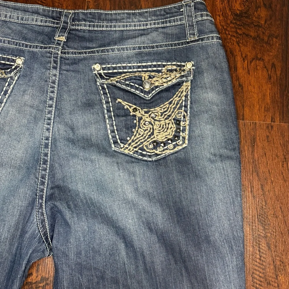 A.N.A A New Approach Classic Denim Women's Boot Cut Jeans Bejeweled Buttons 22W - Picture 12 of 16